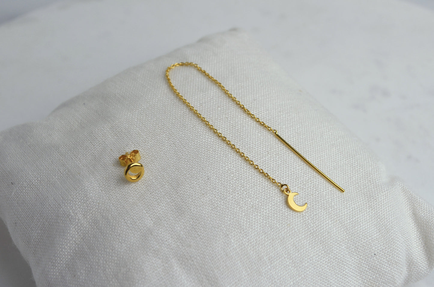 Gold Plated Sterling Silver Mismatch Crescent Moon Earing's