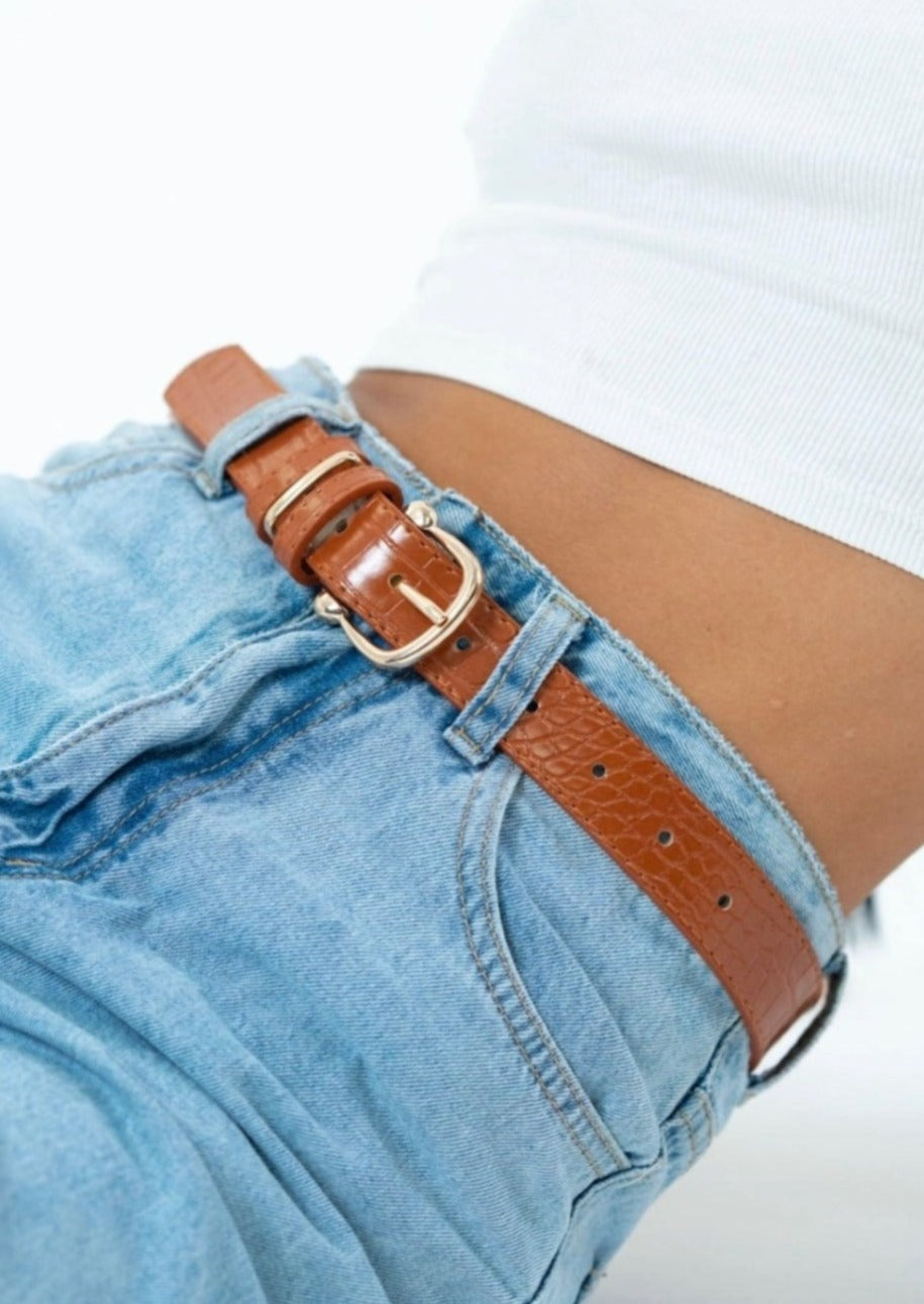 Brown Croc Effect Belt