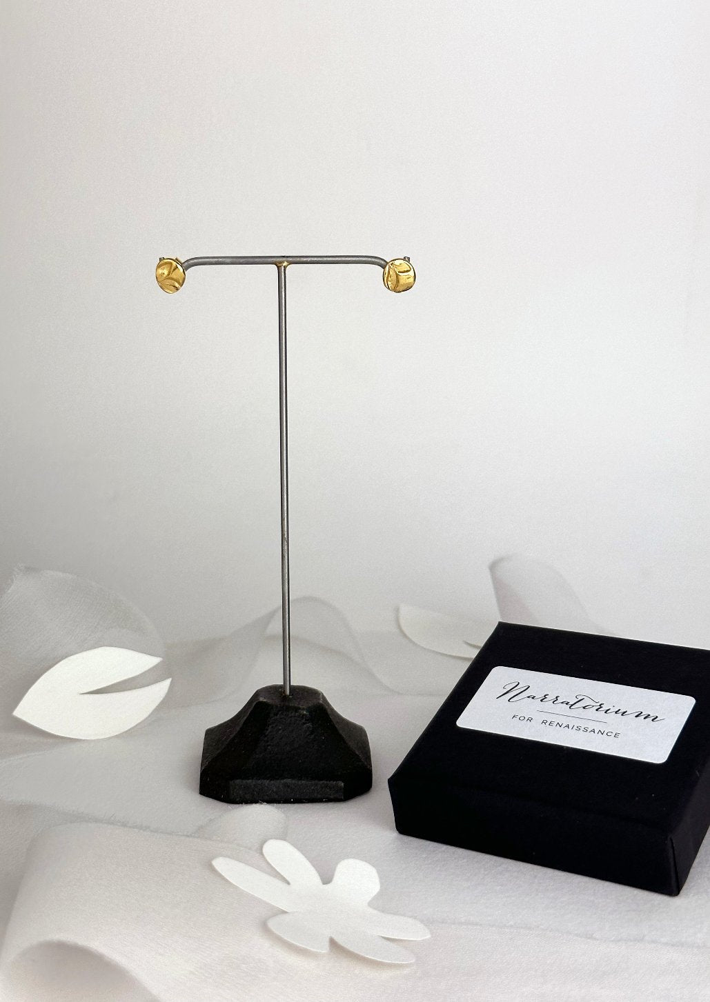 Pressed Daisy Wild Flower Gold Plated Stud