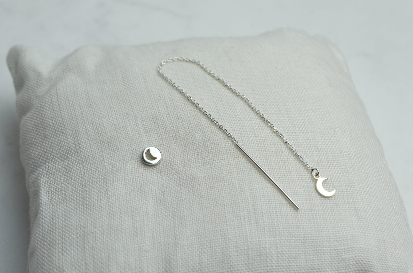 Sterling Silver Mismatch Crescent Moon Earrings