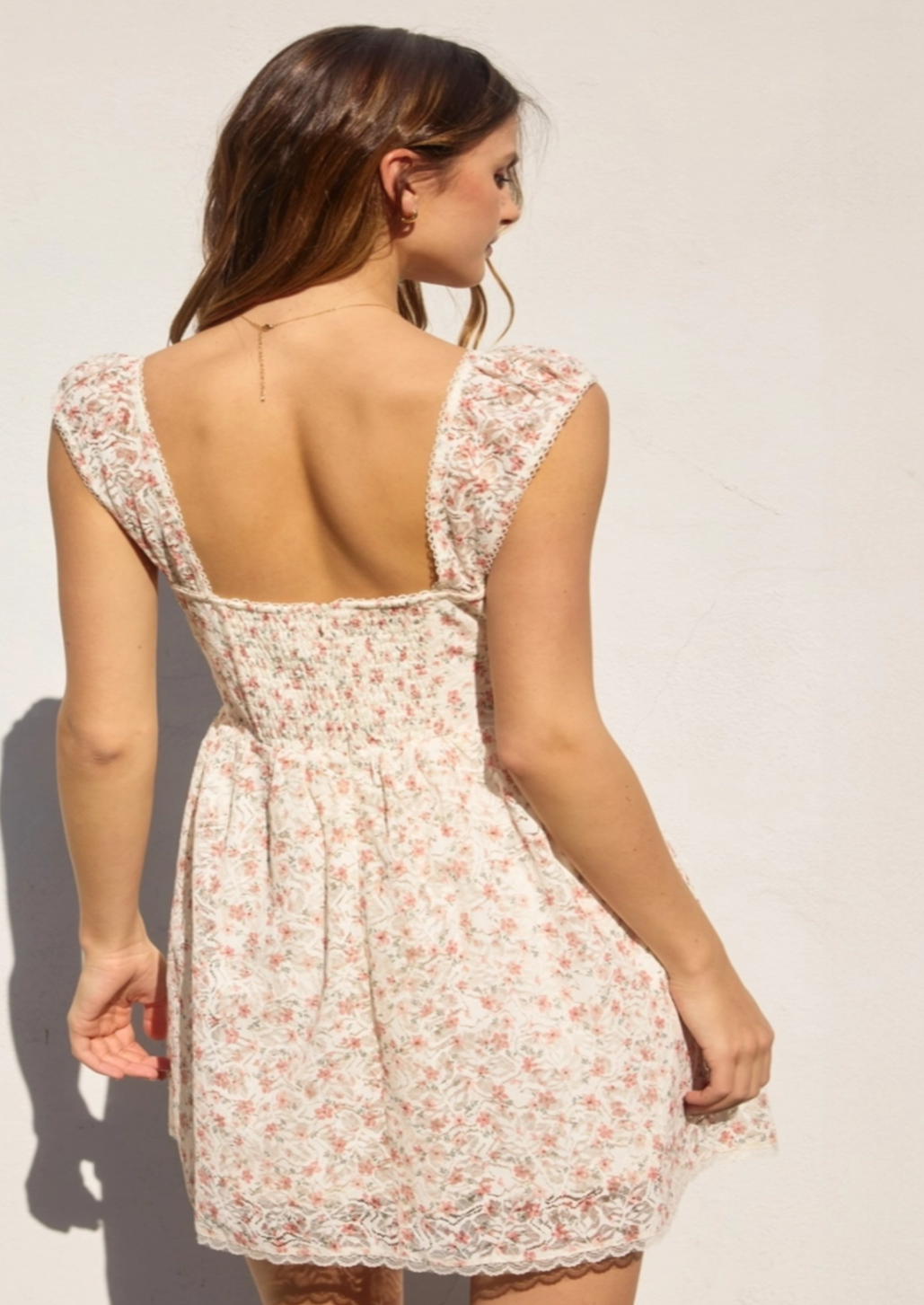 Ditsy Floral Lace Corset Mini Dress