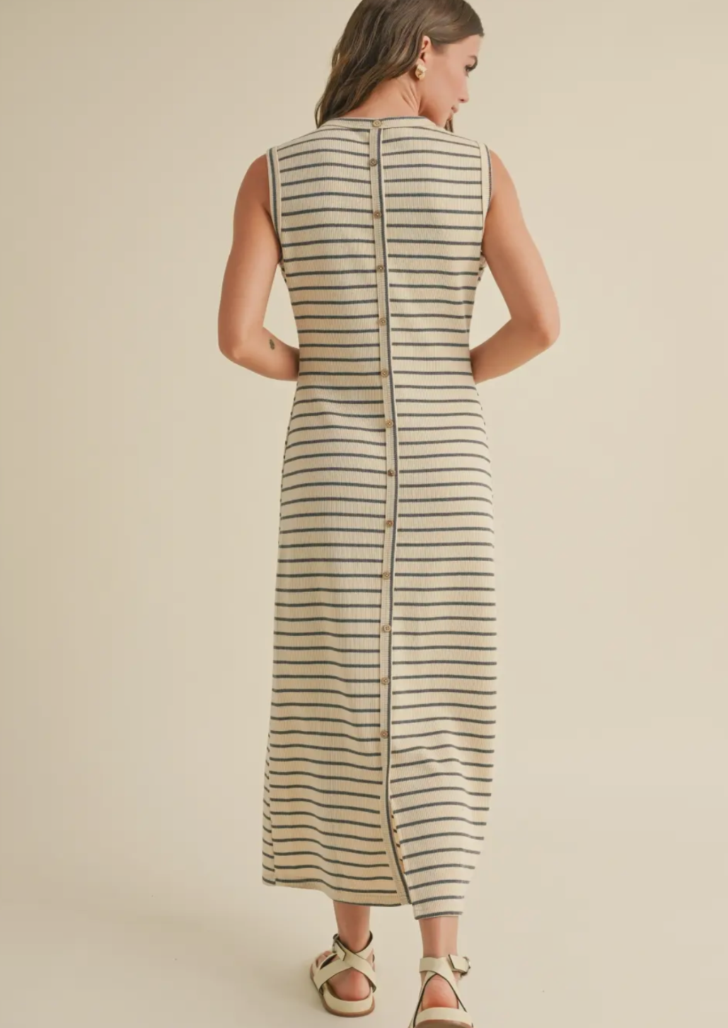 Striped Knitted Button Dress