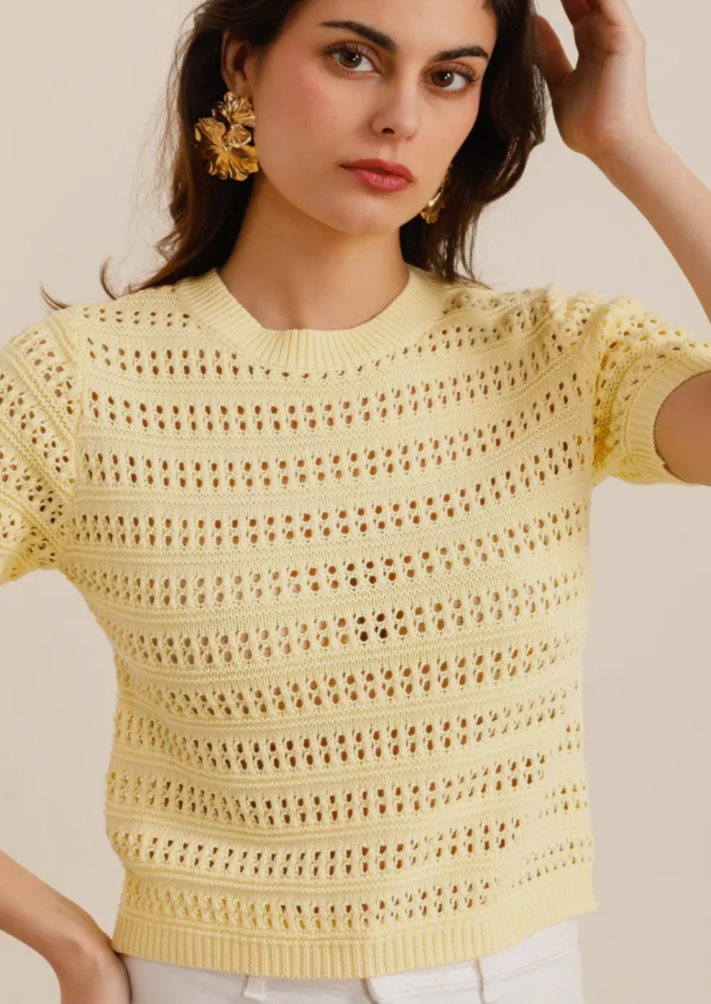 Knitted Yellow Short Sleeve Top