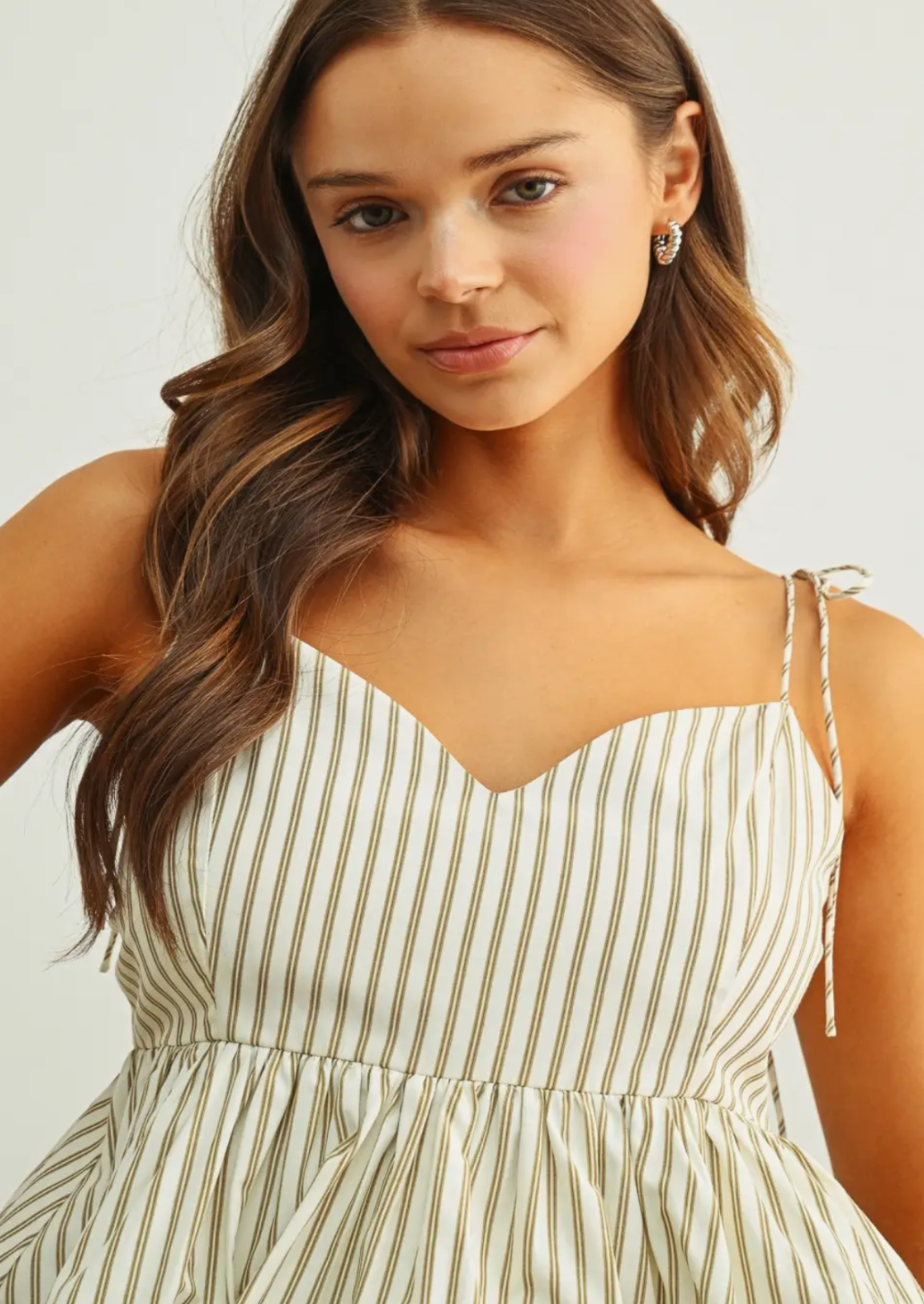 Striped Balloon Hem Cami Top
