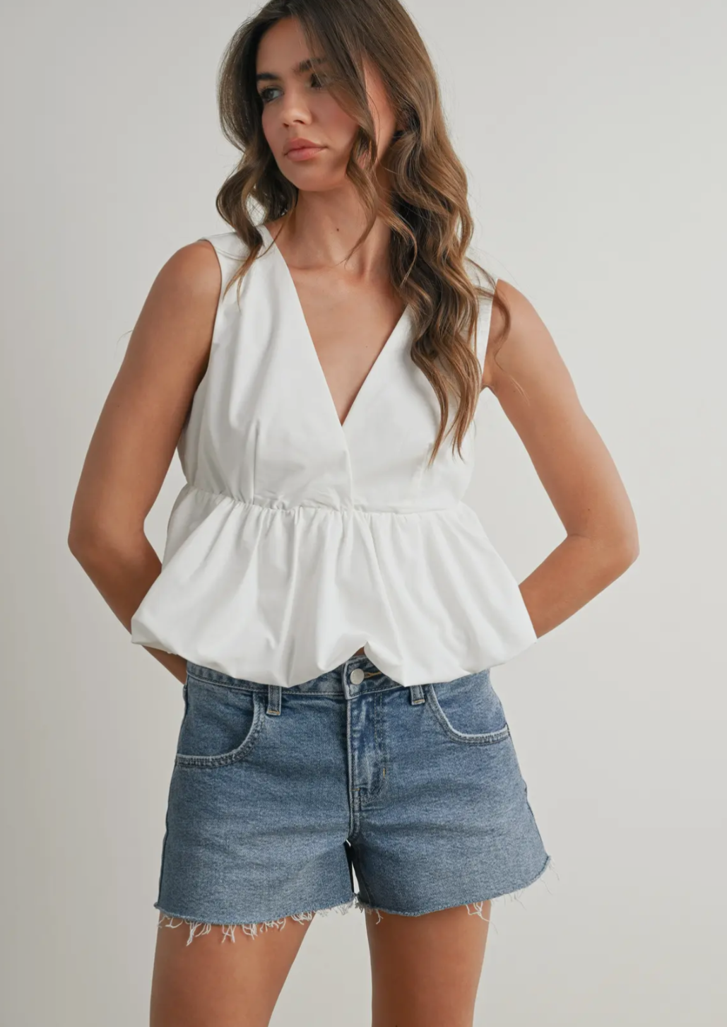 Bubble Hem Peplum Top