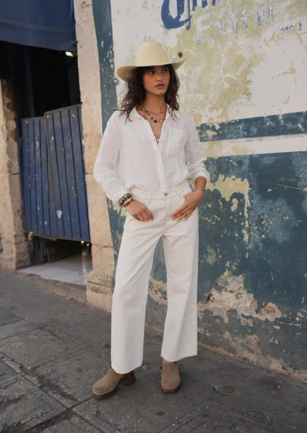 White Rachel Wide Leg Jean