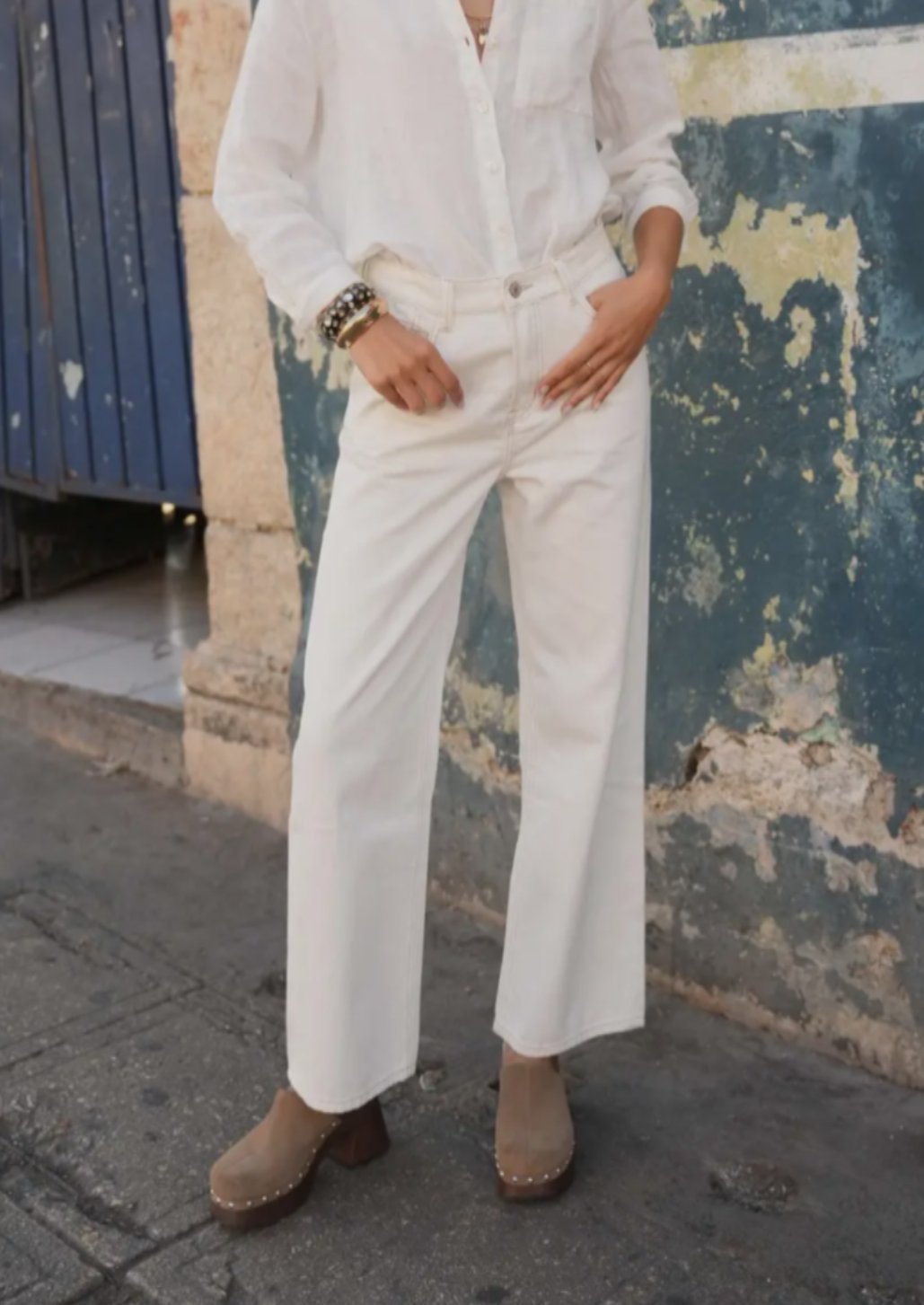 White Rachel Wide Leg Jean