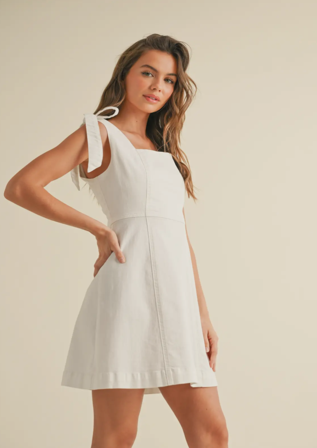 Cotton Tie On Sleeve Dress