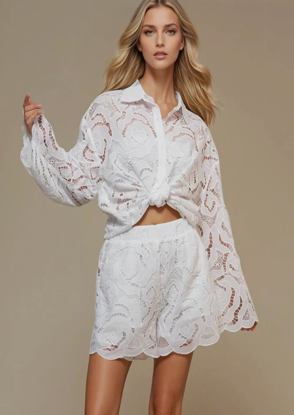 Lace Button Down Shirt