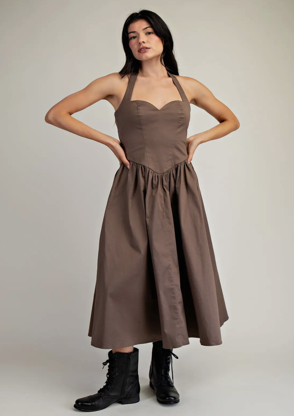 Halter Neck Midi Woven Dress