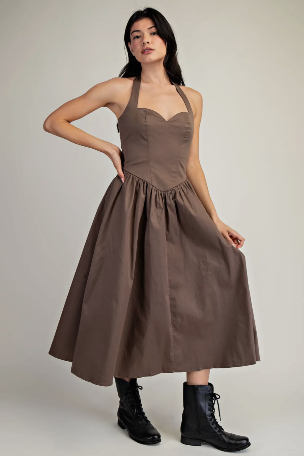 Halter Neck Midi Woven Dress