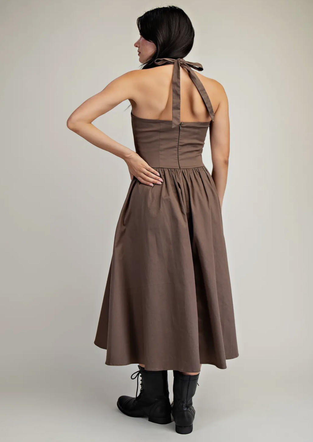 Halter Neck Midi Woven Dress