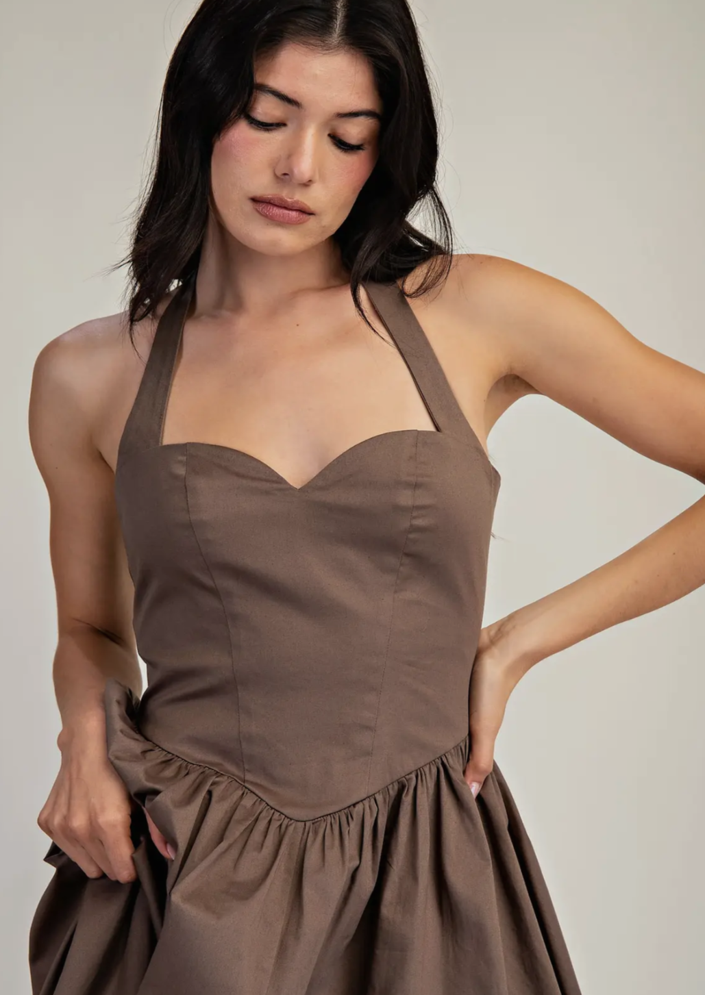 Halter Neck Midi Woven Dress
