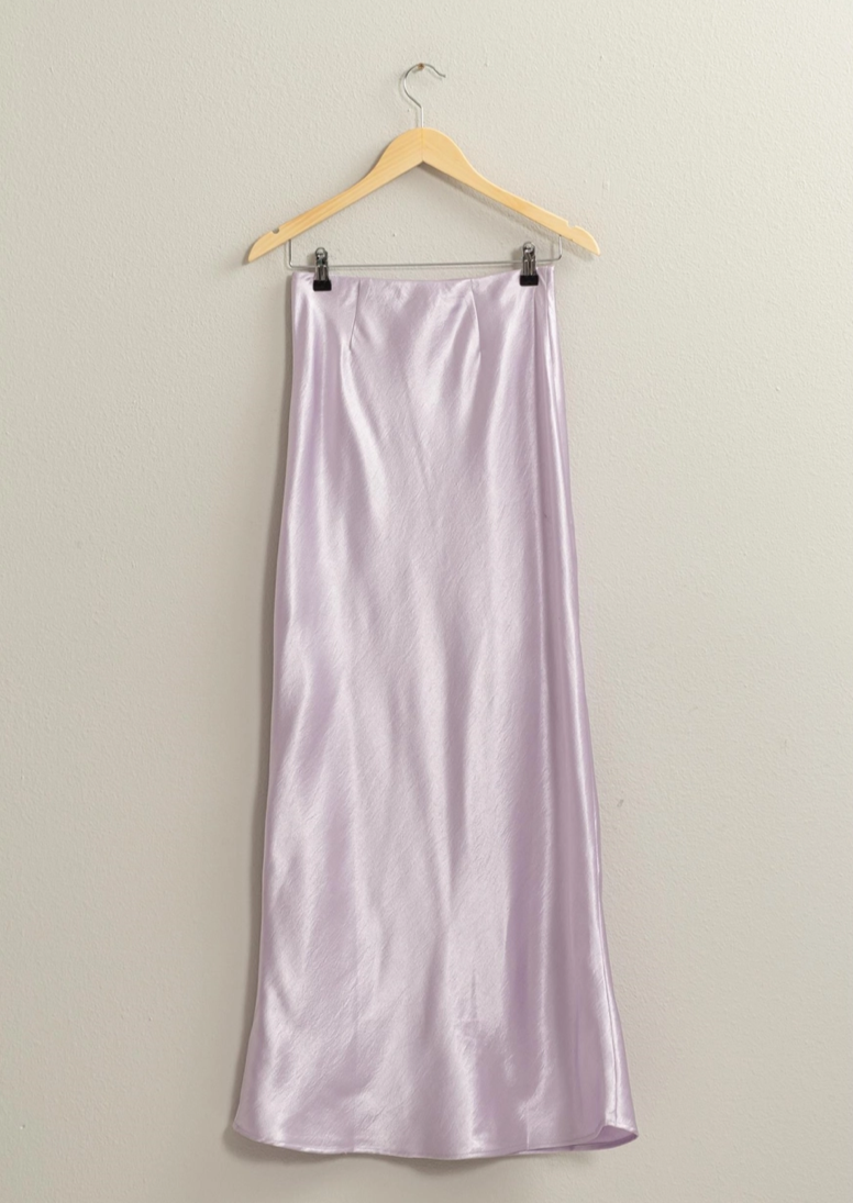 Lavender Satin High Waisted Skirt