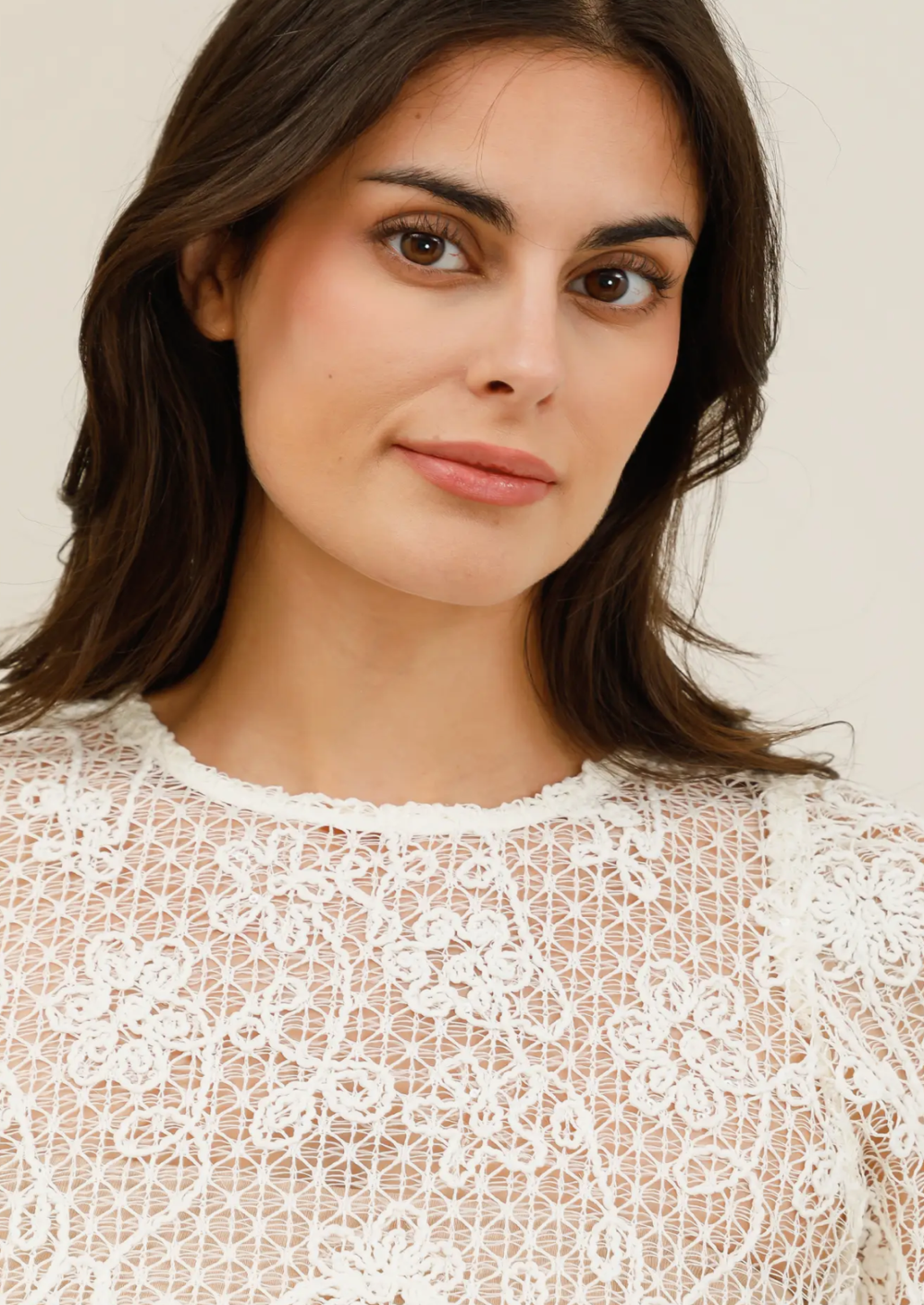 Openwork Floral Embroidery Top