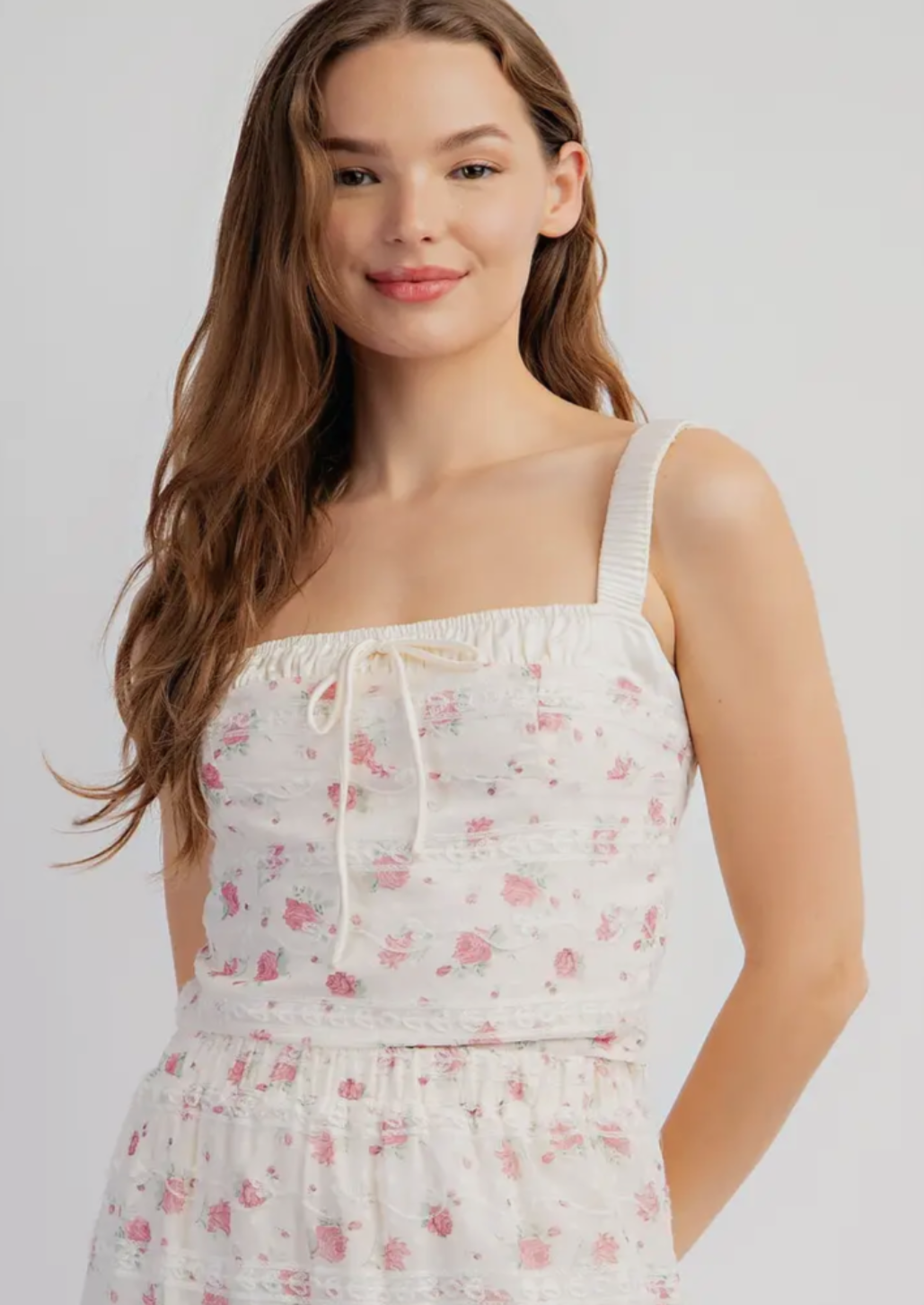 Embroidery Floral Printed Chiffon Top