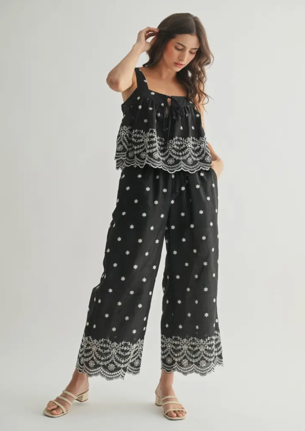 Embroidery Elasticated Trousers