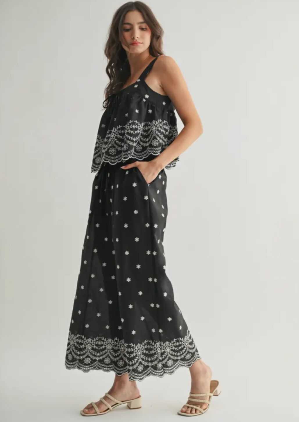 Embroidery Elasticated Trousers