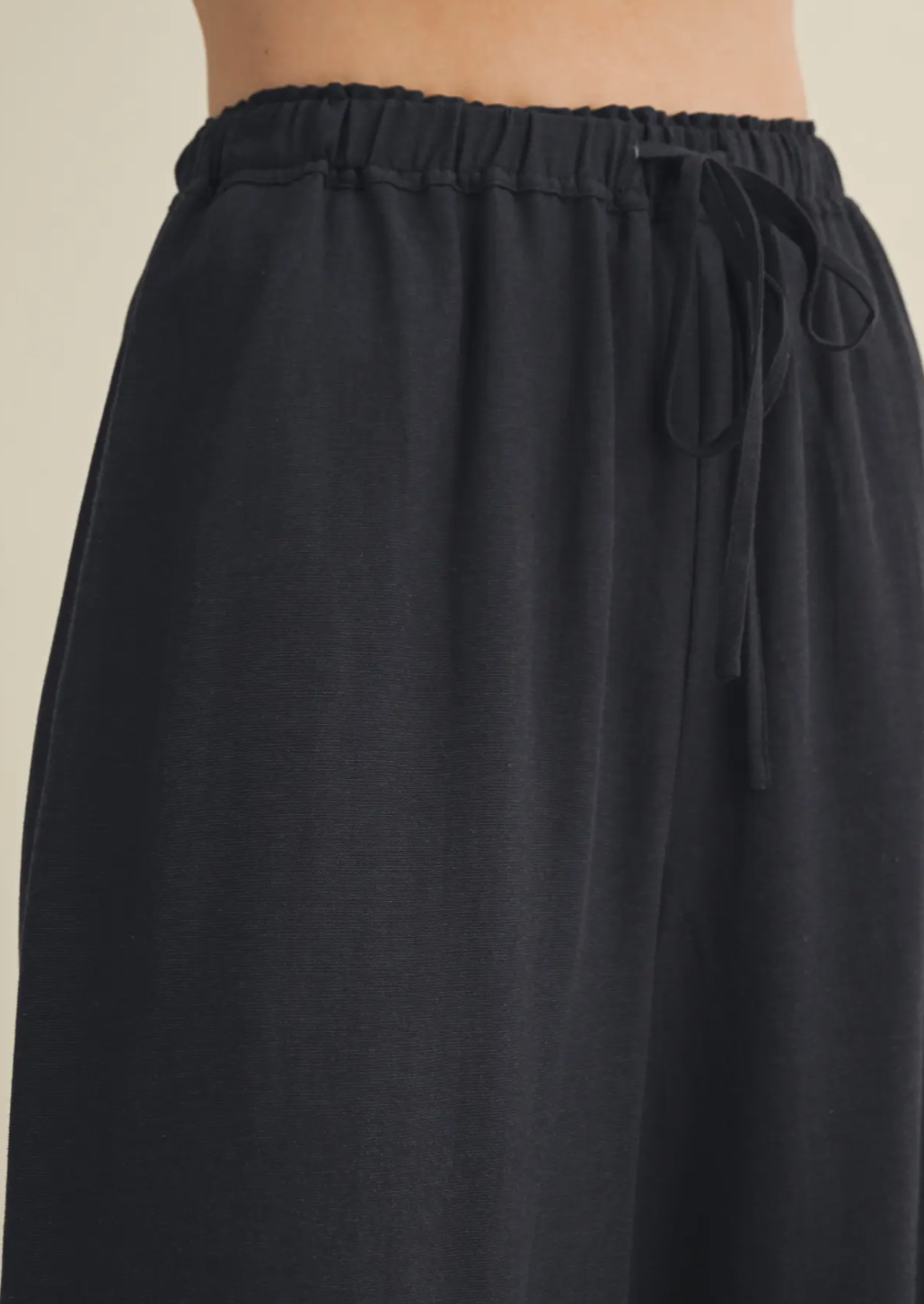 Midnight Drawstring Waist Wide Leg Trouser