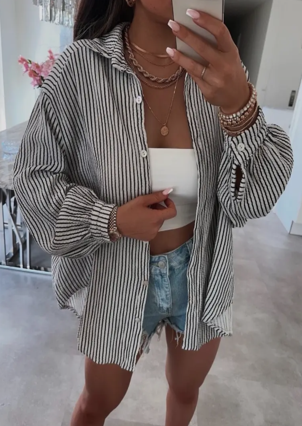 Stripe Cotton Gauze Shirt