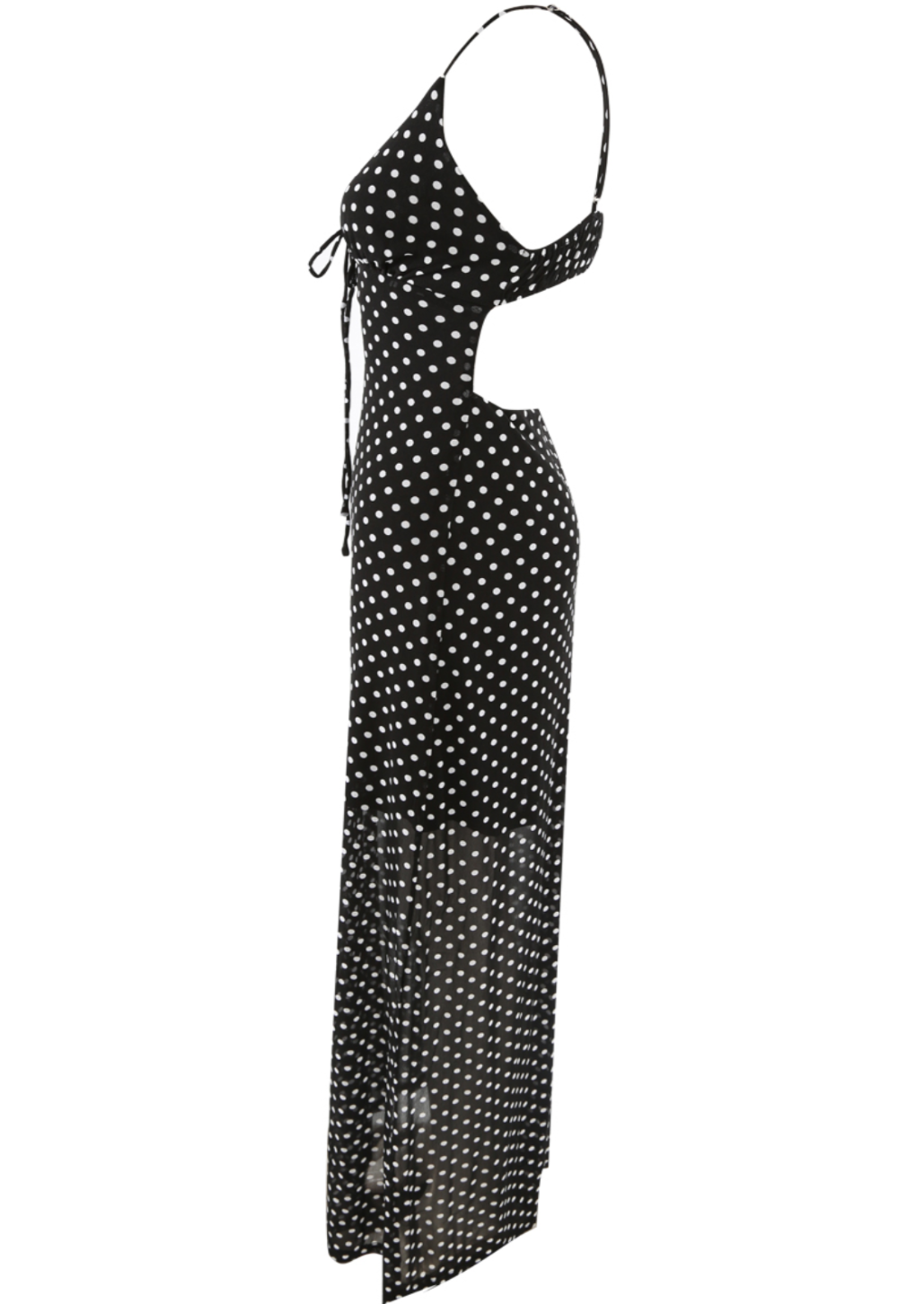 Polka Dot Cut Out Back Maxi Dress