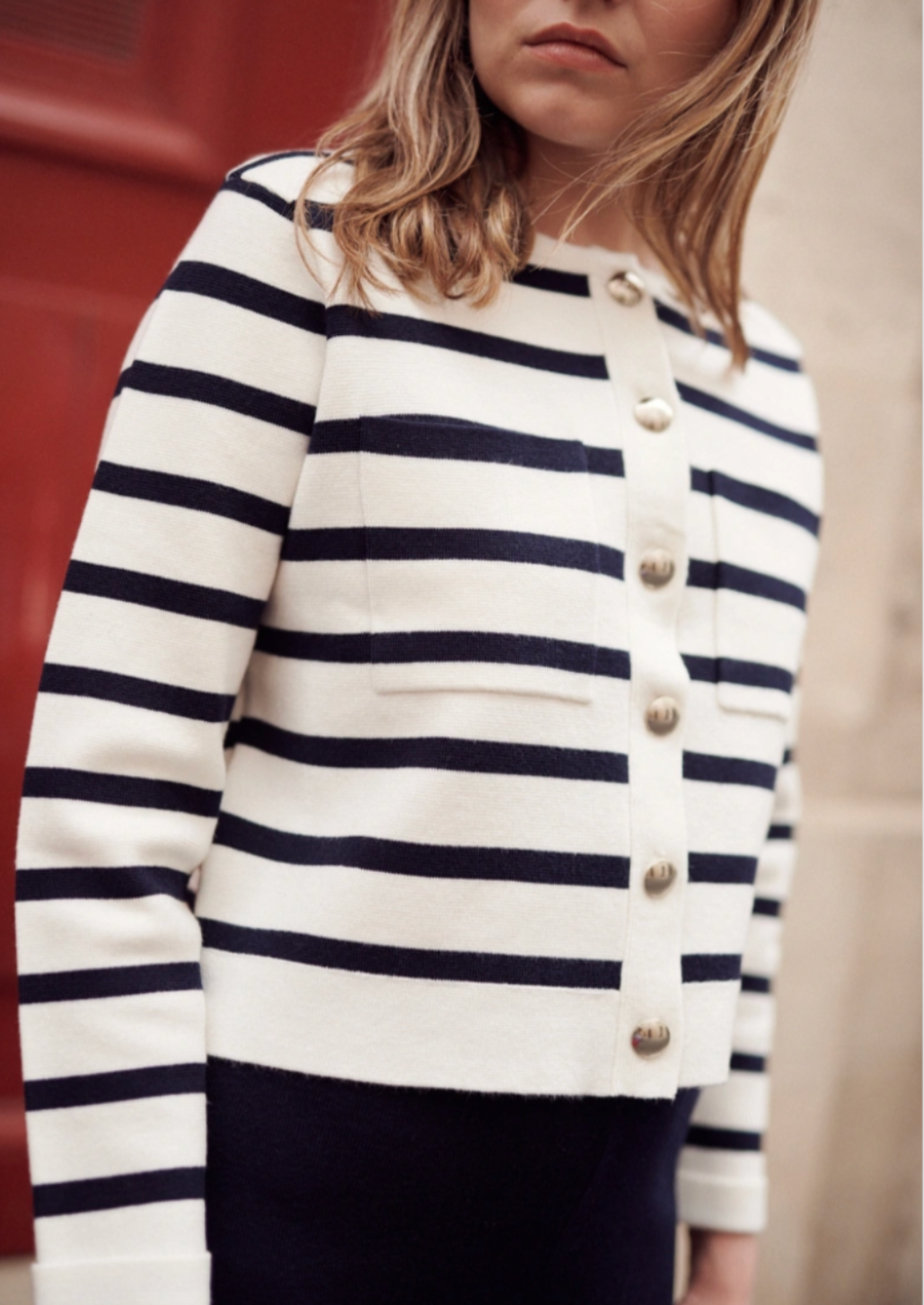 Layla Striped Wool Cardigan