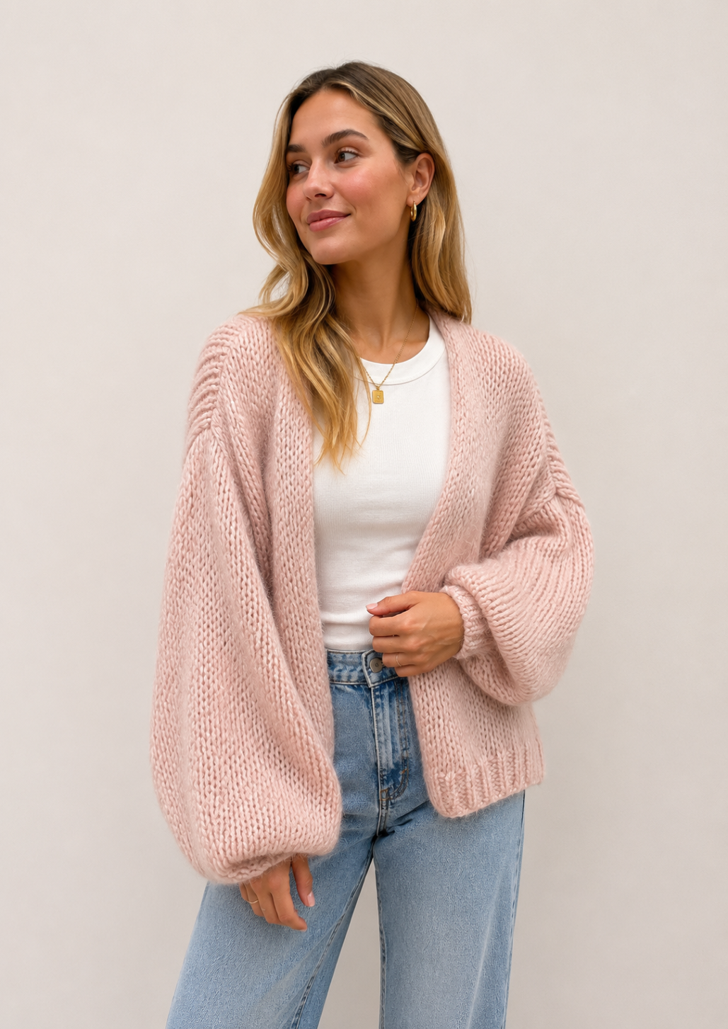 Rose Pink Bernadette Oversized Cardigan