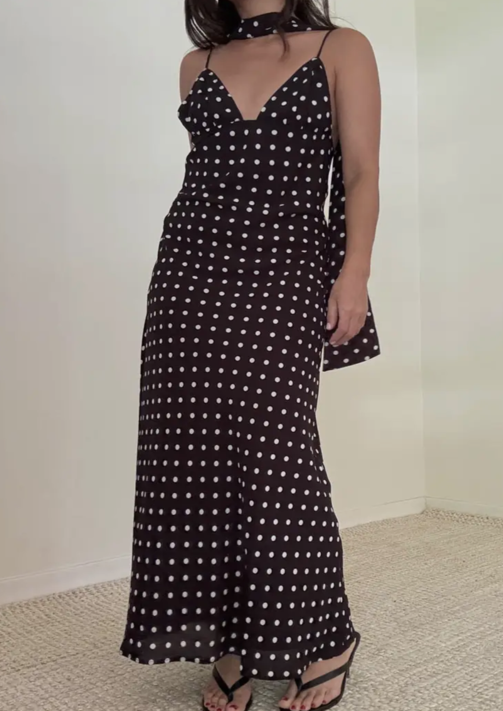 Polka Dot Chiffon Maxi Dress