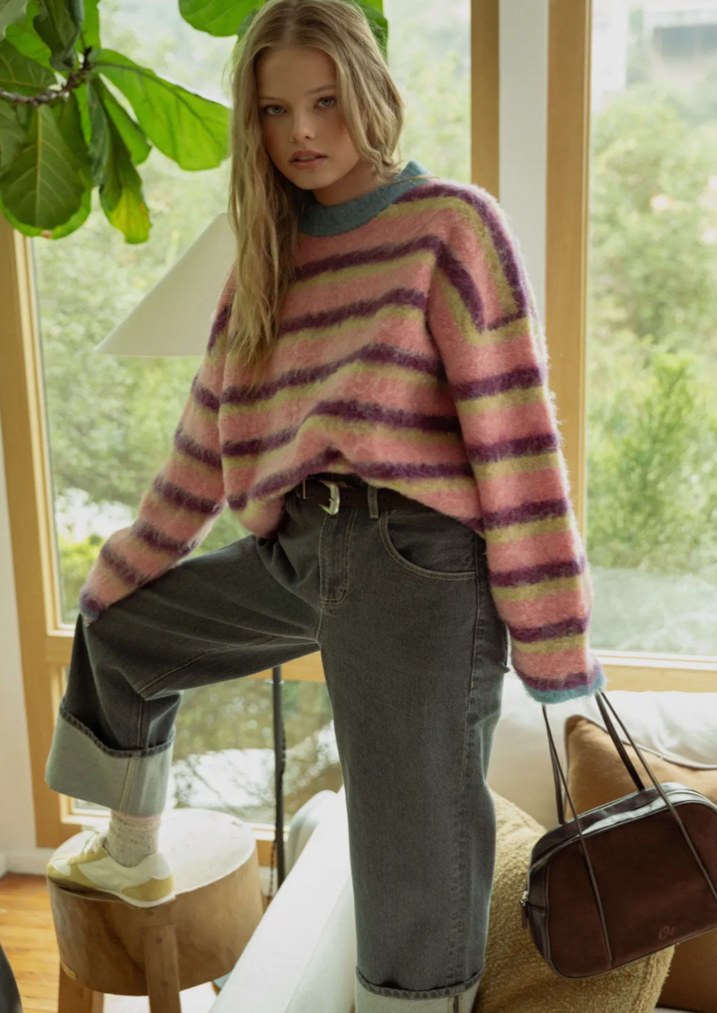 Multi Colour Brushed Effect Jumper