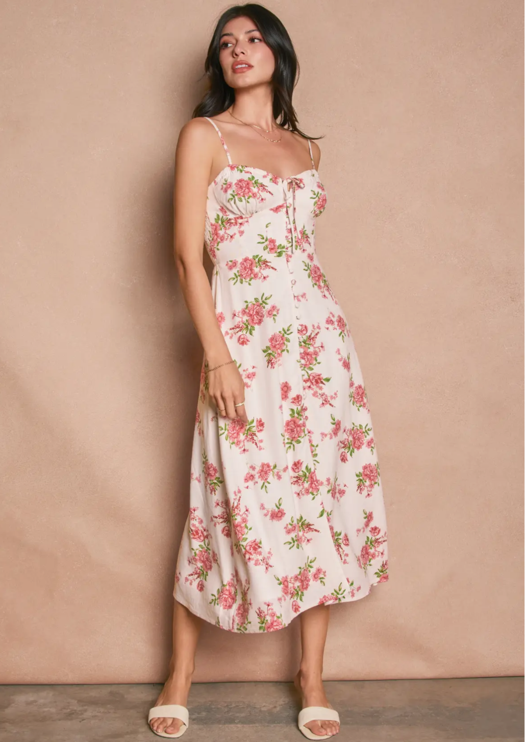Floral Sweetheart Corset Midi Dress