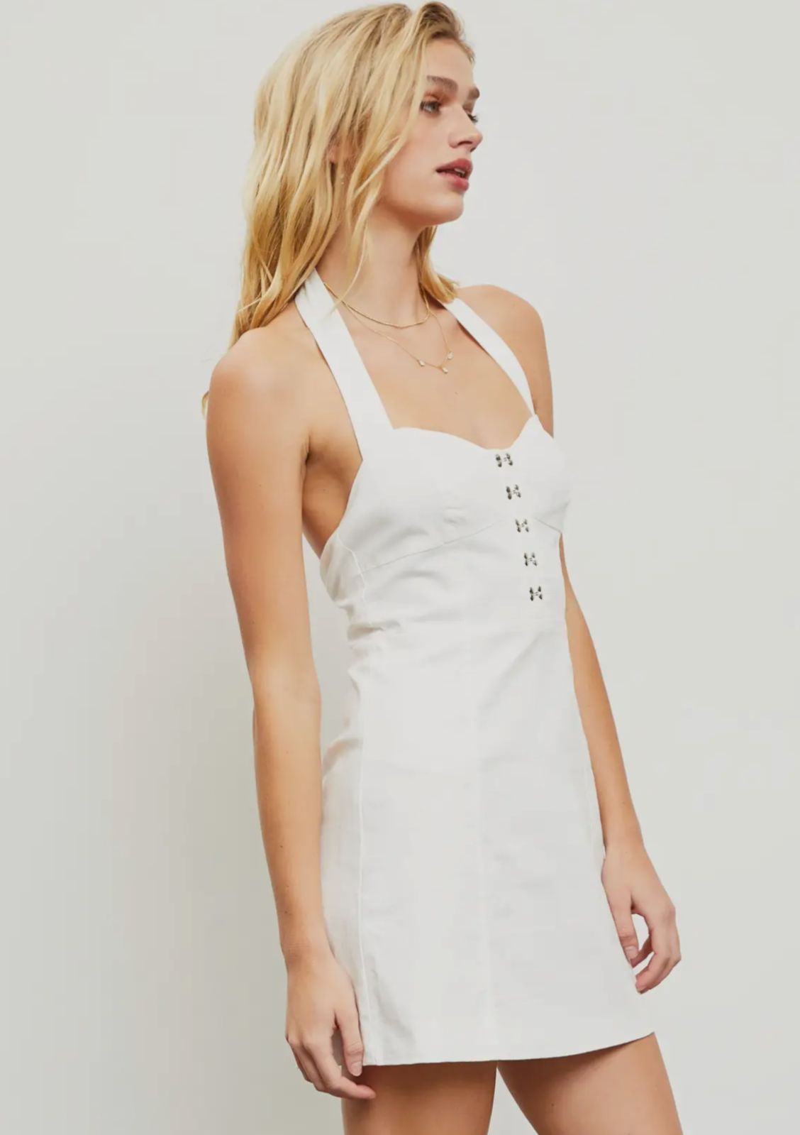 Halter Mini White Dress