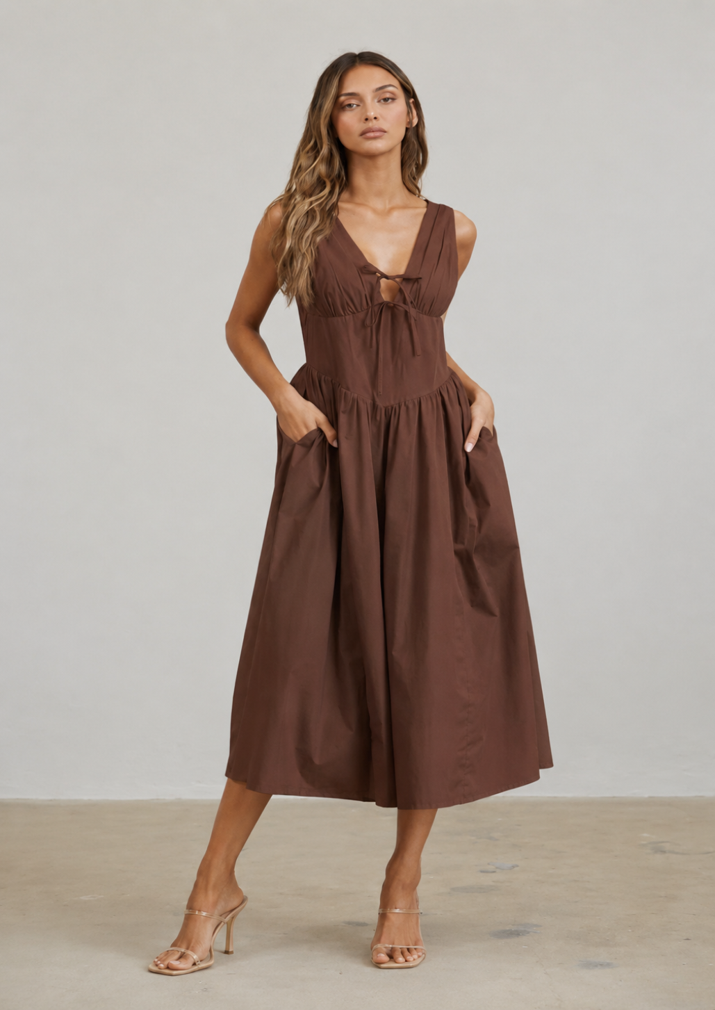 Rene Corset Poplin Midi Dress