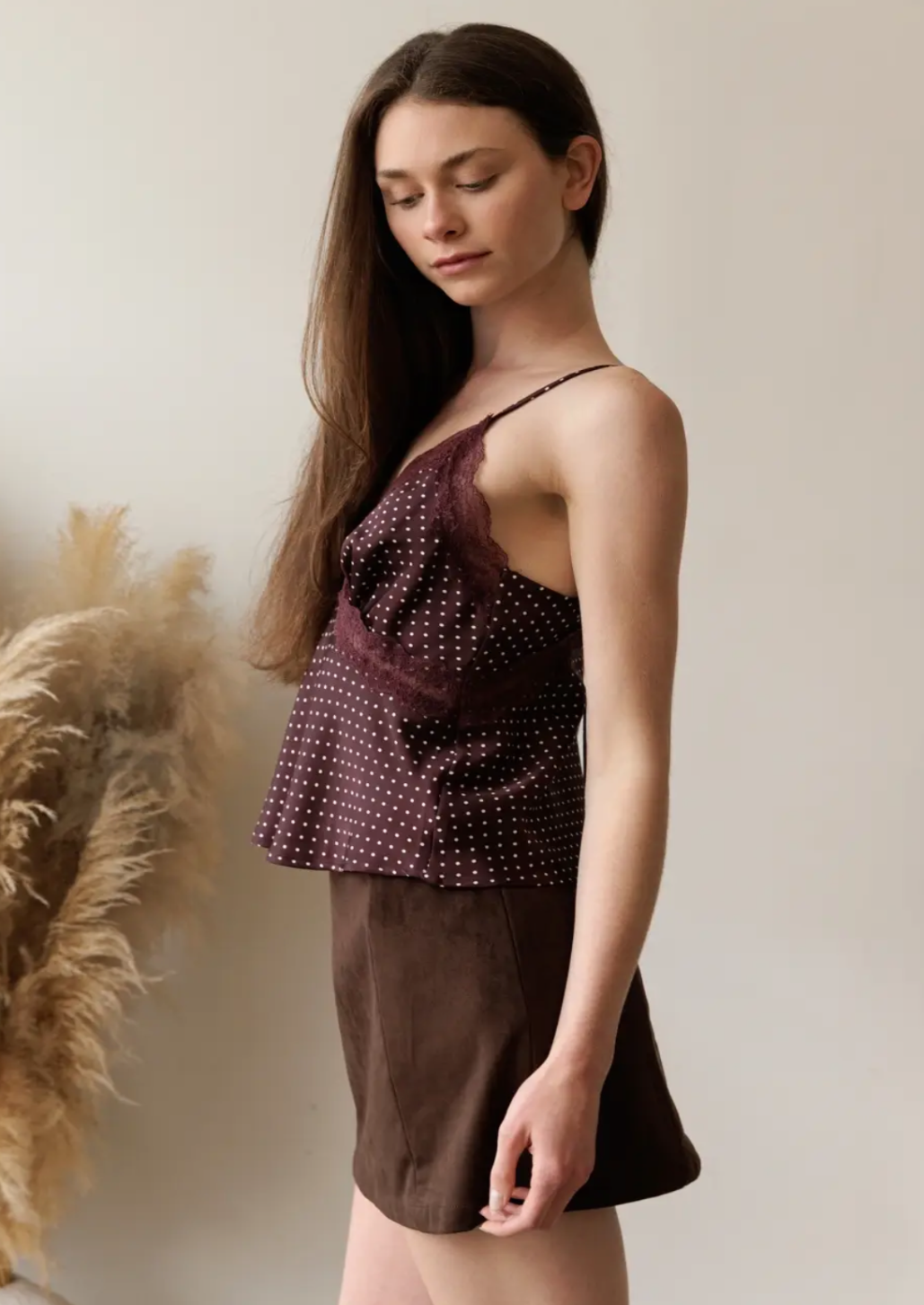 Polka Dot Satin Lace Cami