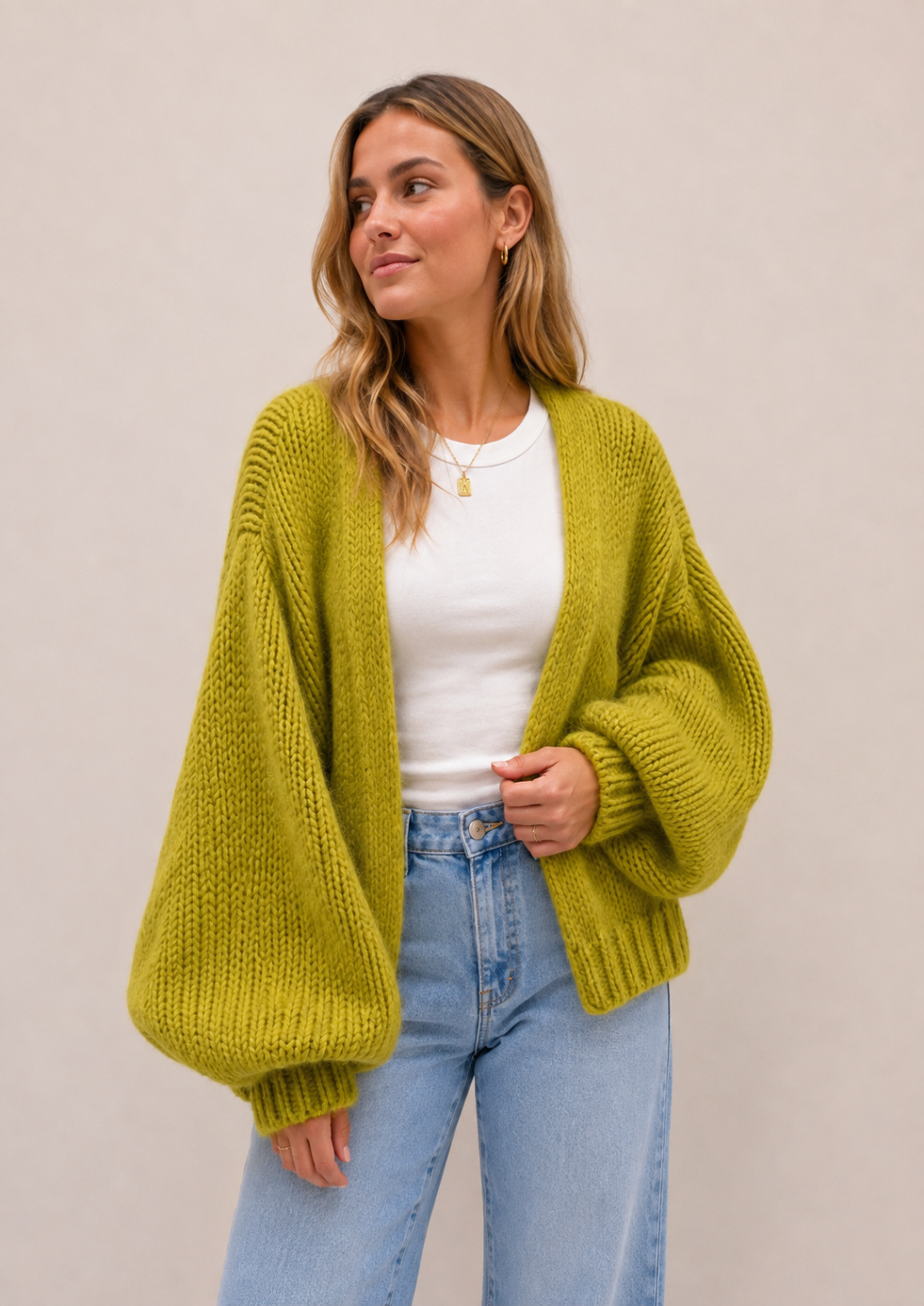 Olive Green Bernadette Oversized Mohair Cardigan