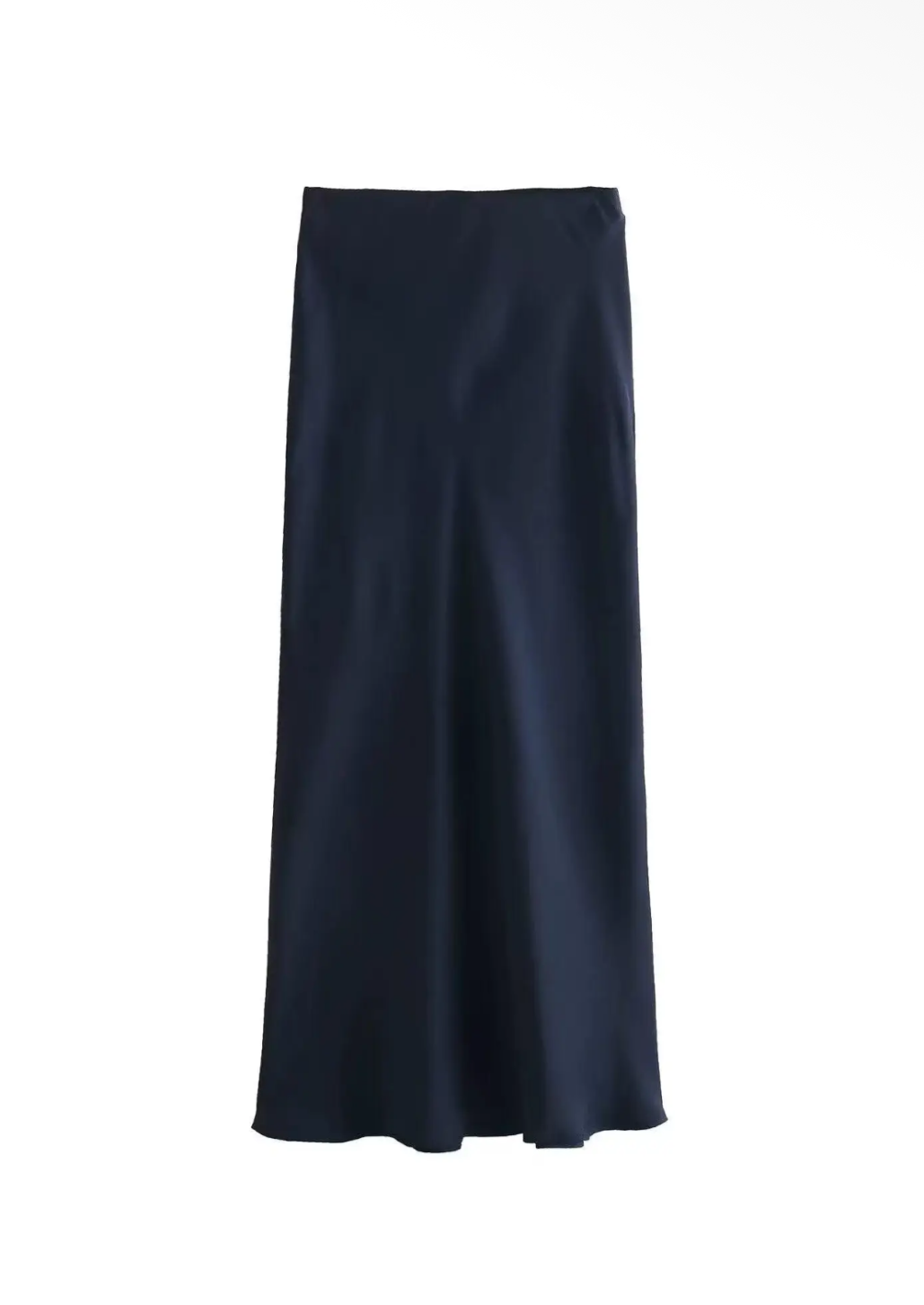 Navy Satin Bias Cut Skirt