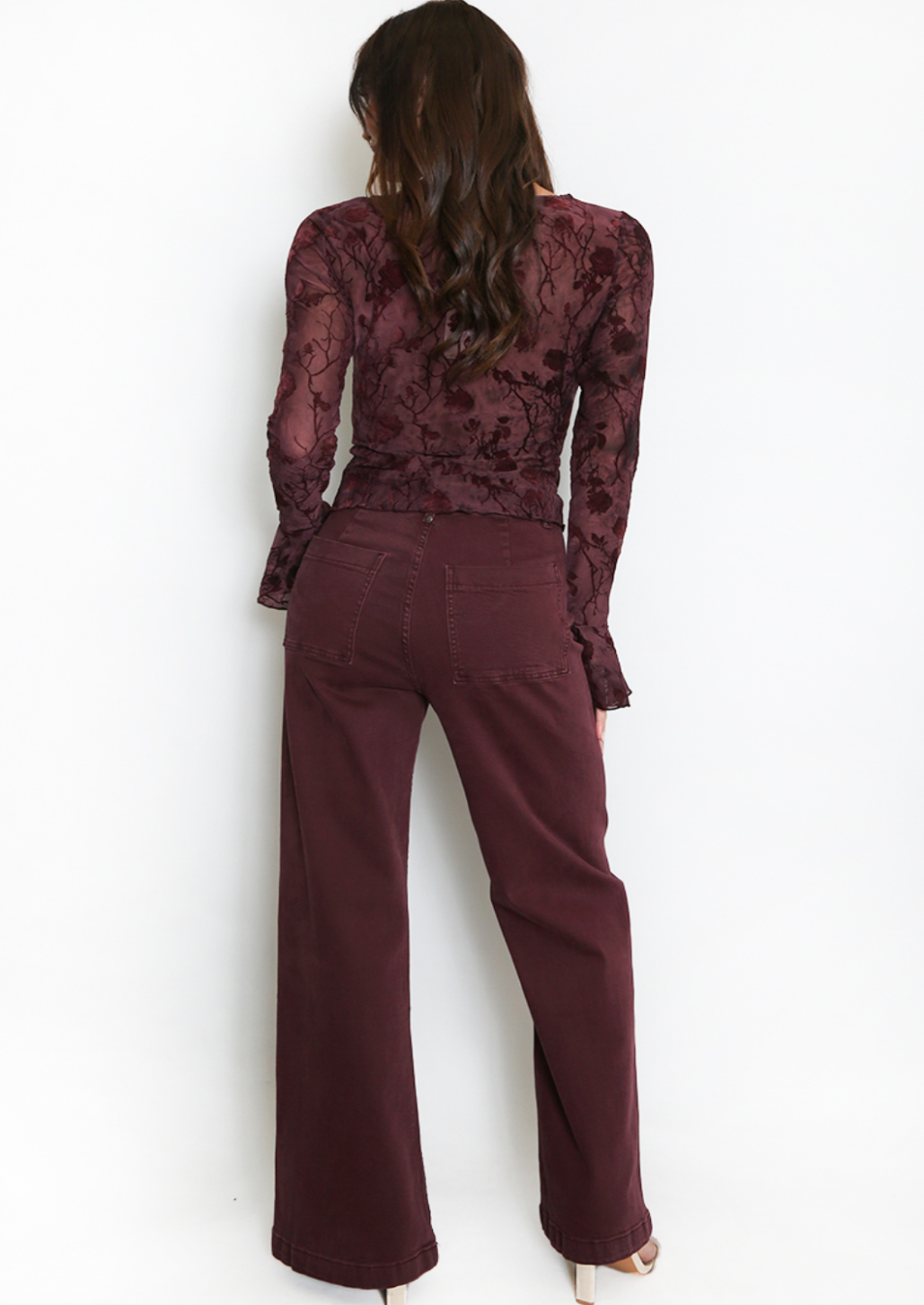 Floral Embroidery Sheer Top