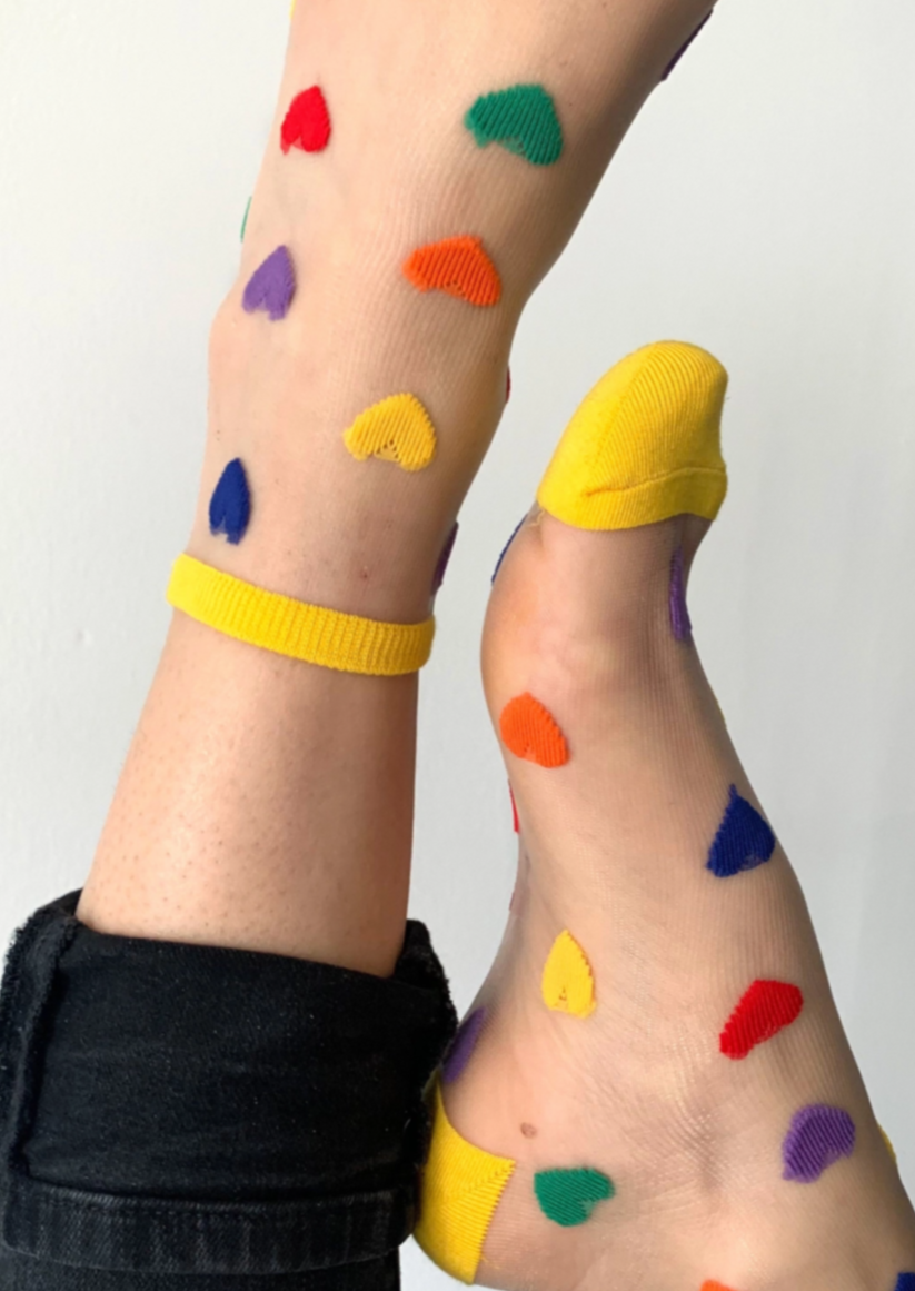 Tutu Multi-coloured Love Heart Socks