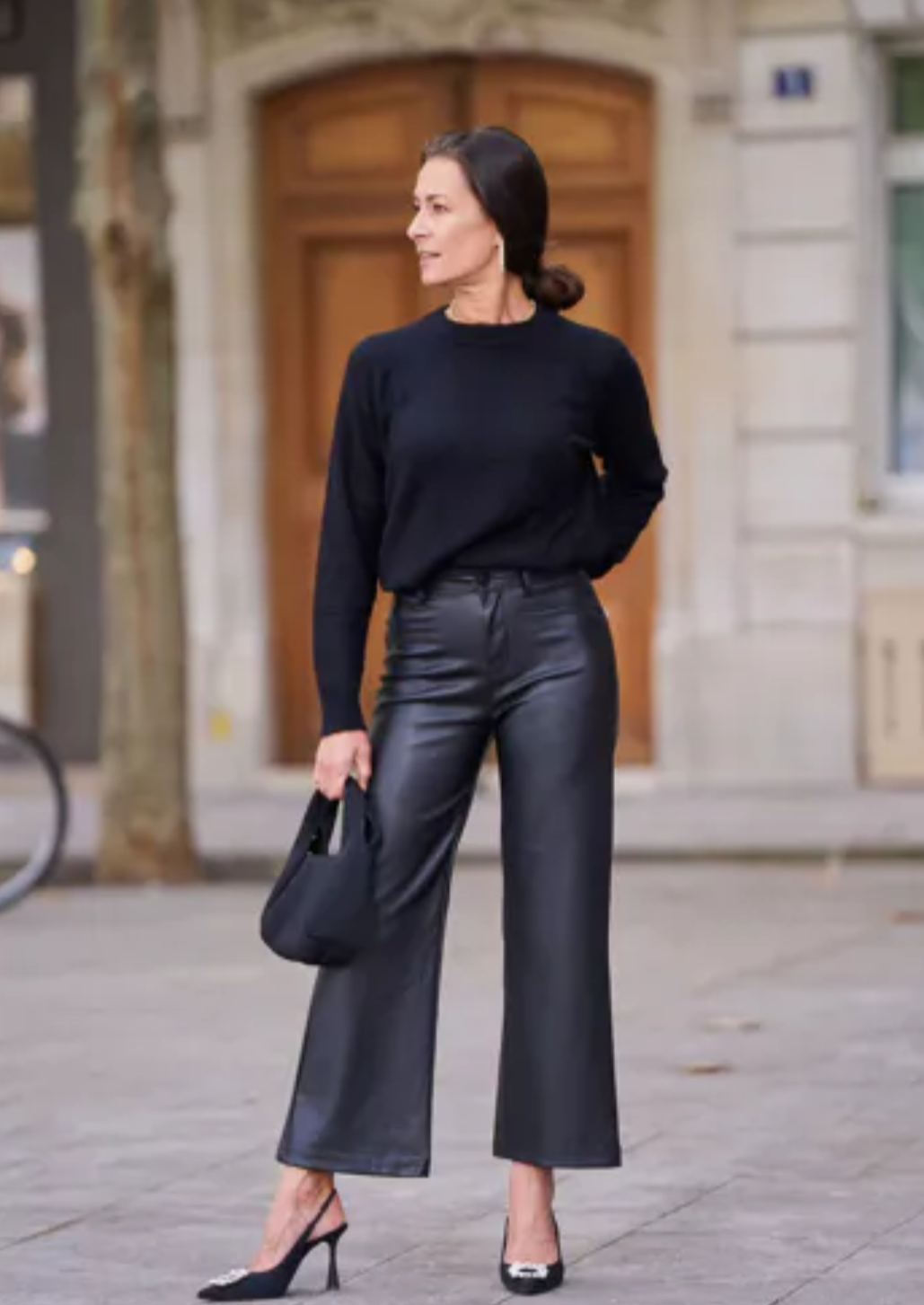 Wide Cropped Faux Leather Valentina Trousers