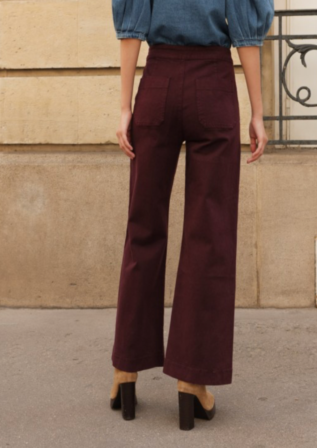 Victorine Burgundy Wide Leg Jean