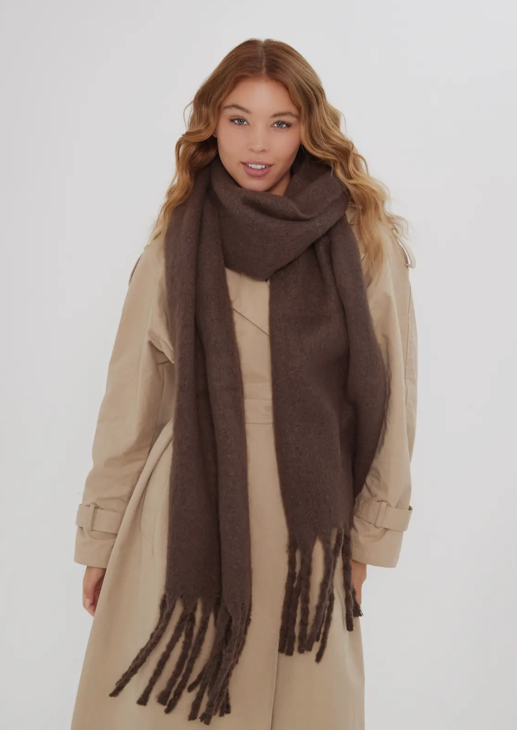Oversized Chunky Brown Scarf