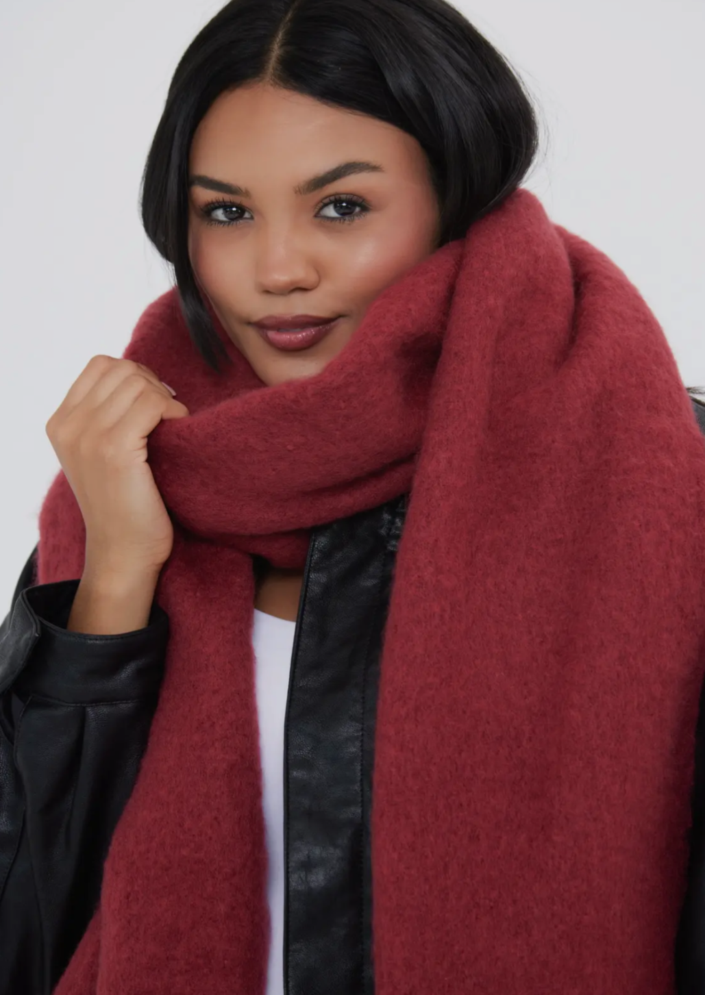 Oversized Chunky Burgundy Scarf