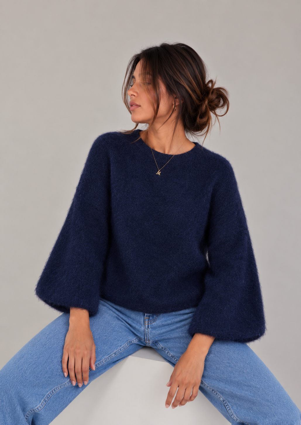 Navy Superfine Alpaca Jumper