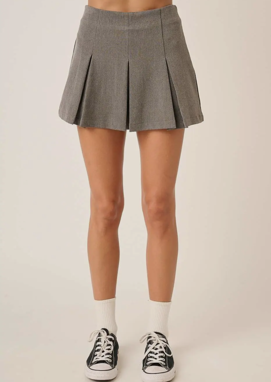 Grey Pleat Detail Skort