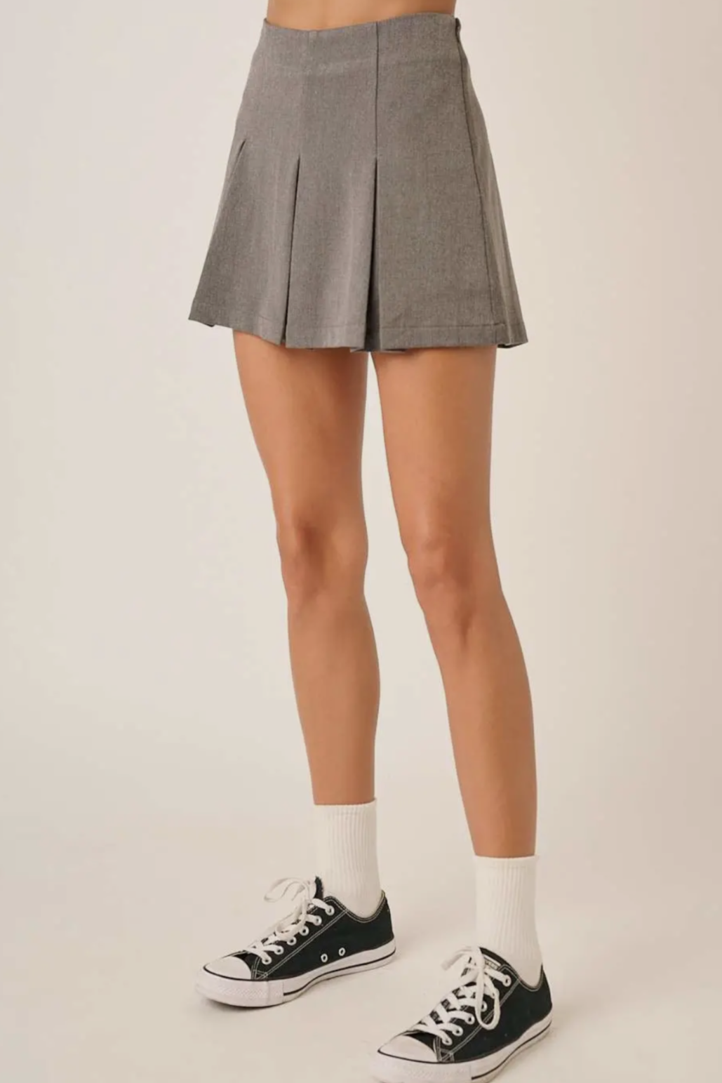 Grey Pleat Detail Skort