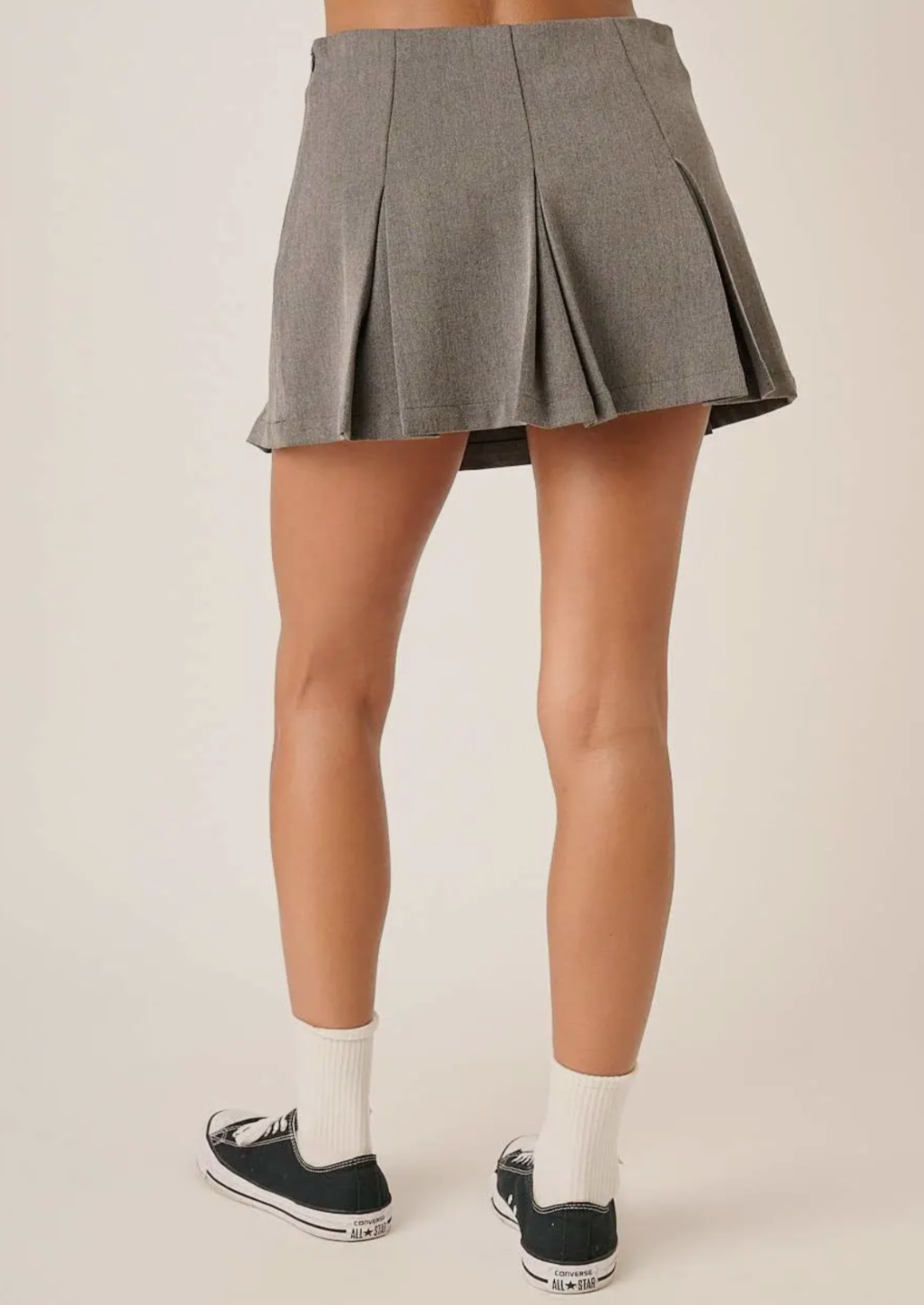 Grey Pleat Detail Skort