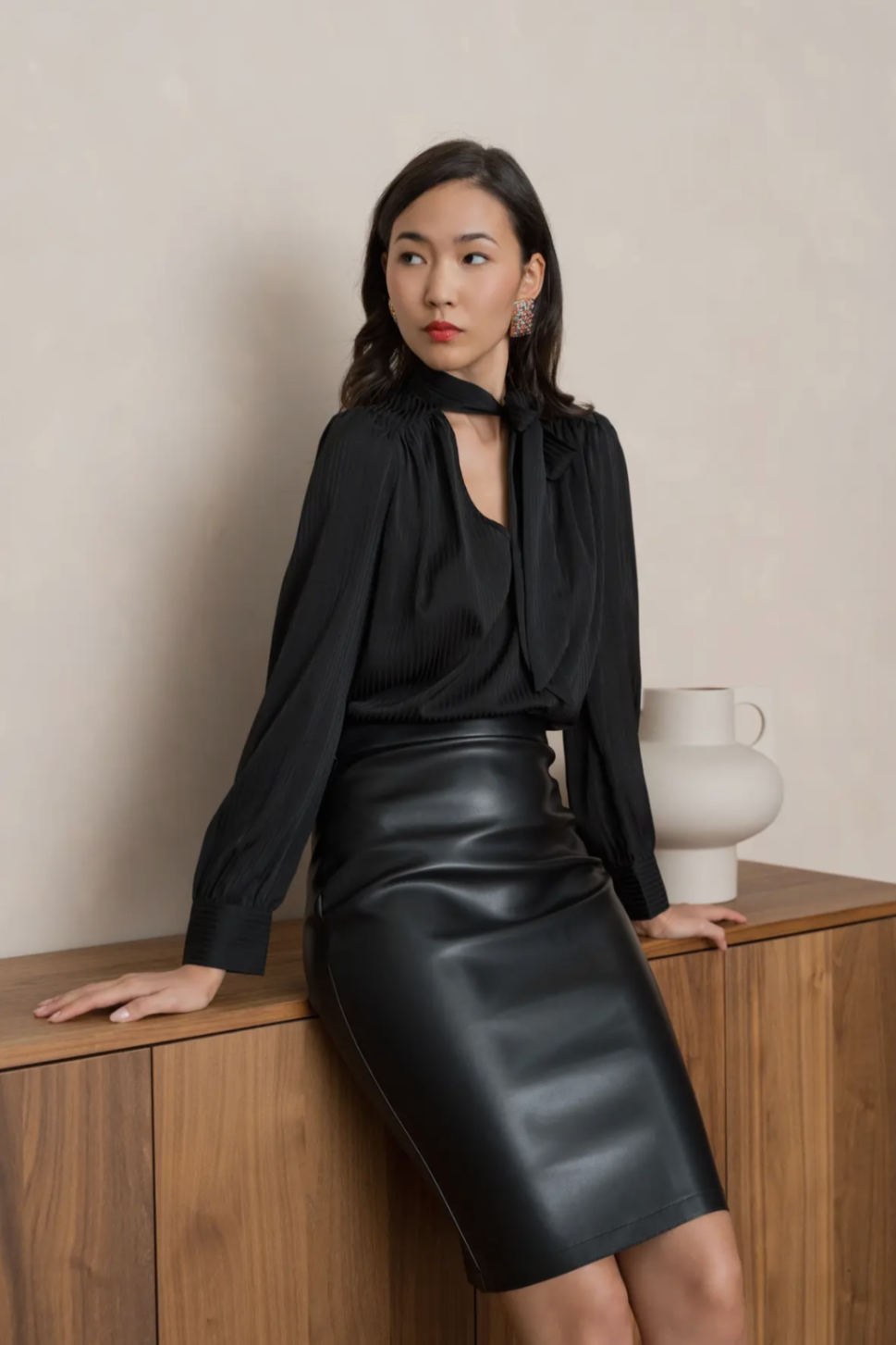Silky Tie Up Blouse