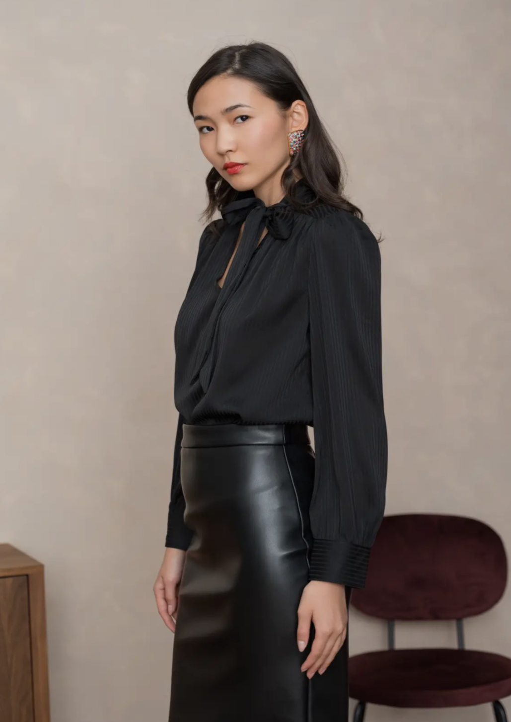 Silky Tie Up Blouse