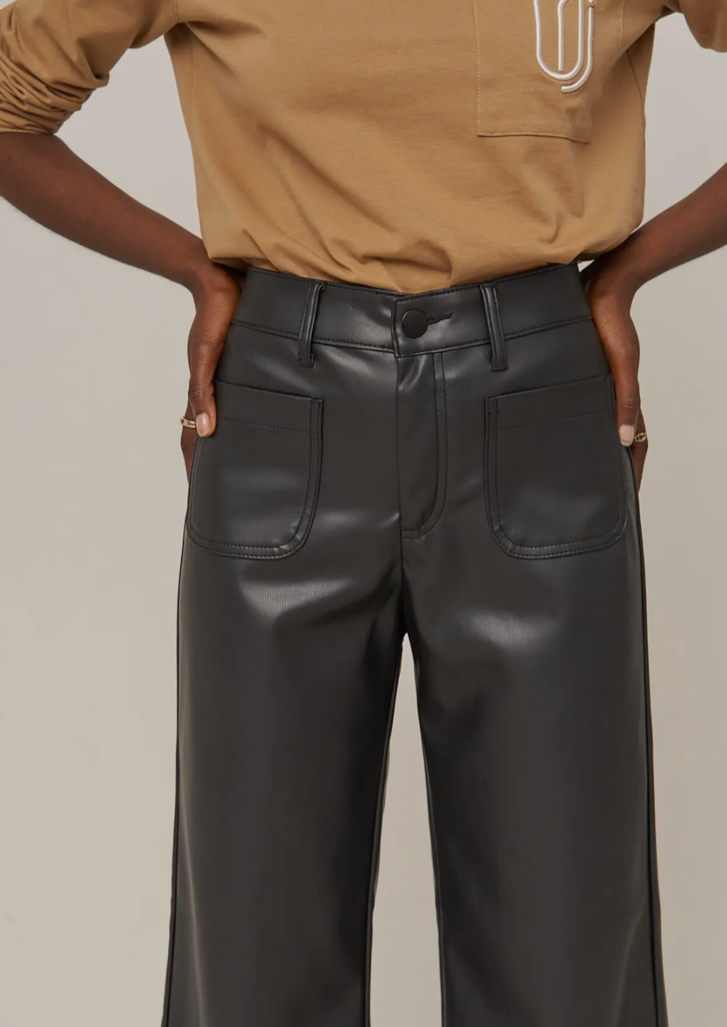 Wileme Wide Leg Faux Leather Trousers