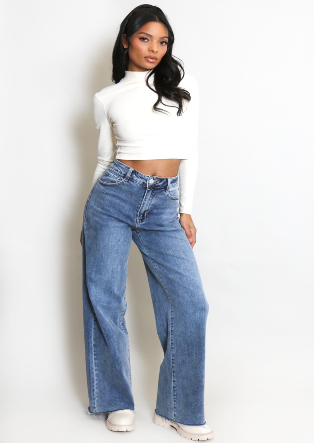 Faded Denim Blue Dad Fit Jeans