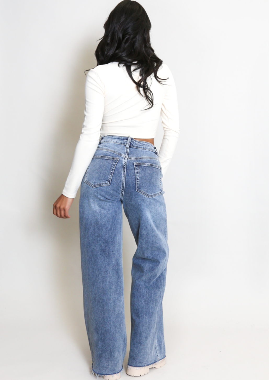 Faded Denim Blue Dad Fit Jeans
